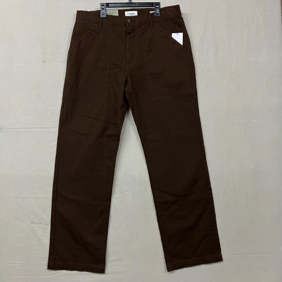 NWT Goodfellow & Co Men's 33X32 Brown Straight Leg Utility Pants Herringbone - Picture 4 of 14